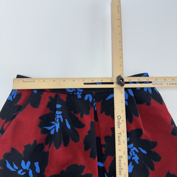 J Crew Skirt Womens 6 Red Black Blue Firework Floral Cotton Lined‎ A Line Mini - Picture 8 of 10